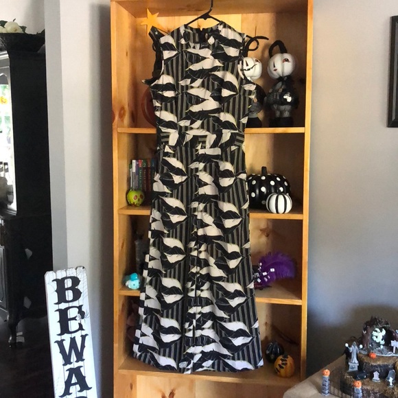 Striped Palm Print High Neck Culotte Jumpsuit SZ 4 - Picture 4 of 8